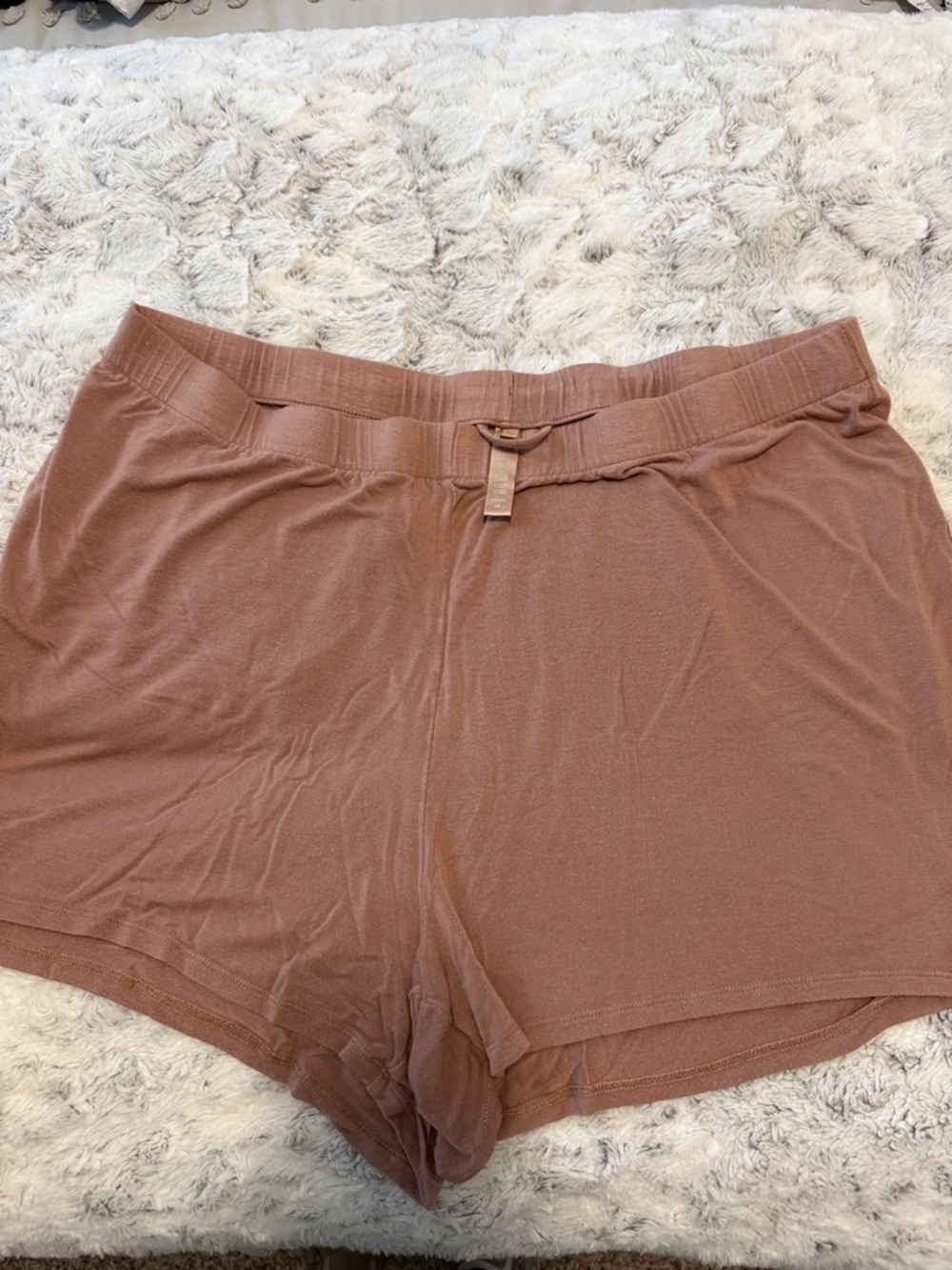 Skims Cozy Rib-Waist Lounge Shorts in Dusty Rose 3XL